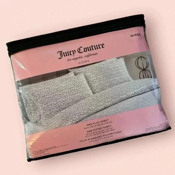 Juicy Couture Home Lavender Purple Floral Print With Juicy Queen Sheet Set NWT - Picture 1 of 7